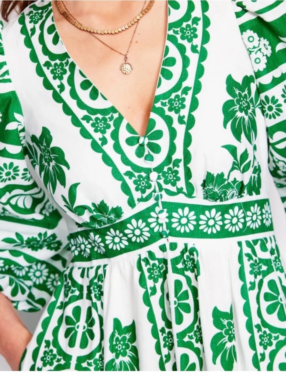 Womens Boden Green Lola Blouson Maxi Dress Puff sleeves size 4 - Picture 4 of 9